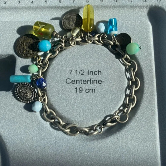 Charm Bracelet with British Empire  Coins and Art Glass Murano Beads - Picture 10 of 10